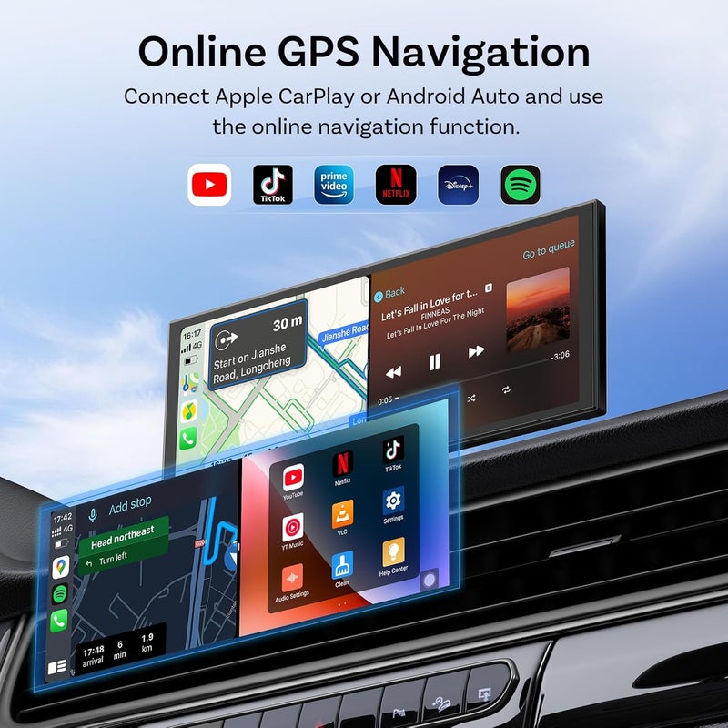 Ottocast 11.4" Carplay Screen for car with Netflix YouTube and Backup Camera for iPhone(iOS 8+), Android Auto(Android 10+), Built-in Apps, Navigation, Android 13 OS - Image 3